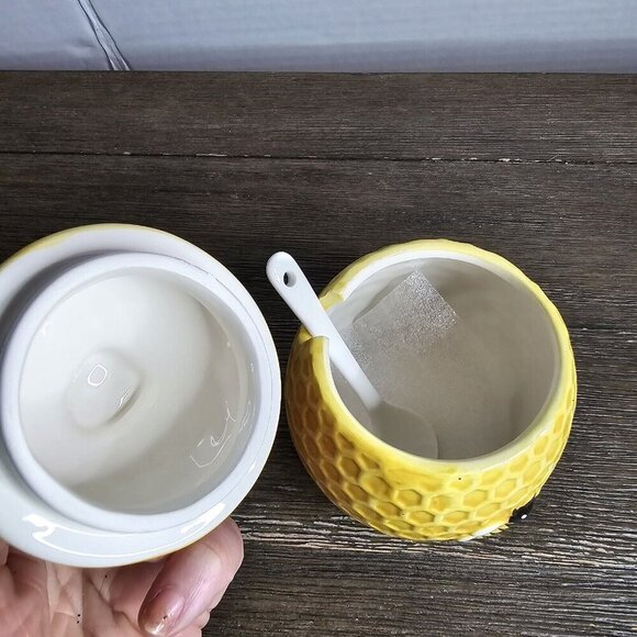 Maxcera Spring Collection Beehive Honey Jar With Spoon Bumble Bee Farmhouse - Picture 8 of 11